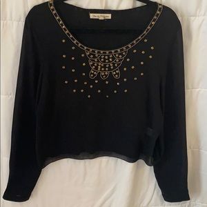 Long sleeve beaded crop top